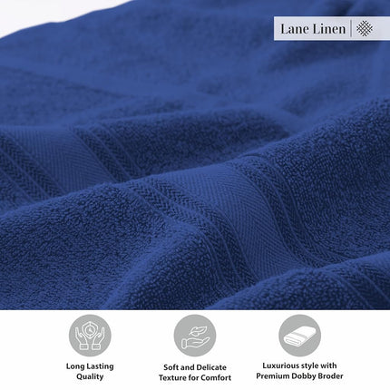 LANE LINEN 100% Cotton 4 Pack Bath Sheets Set (35"x66") - Zero Twist Cotton Extra Large Bath Towels Set - Quick Dry, Soft & Absorbent Oversized Towel Sets - Dorm Essentials for Boys - Navy Blue