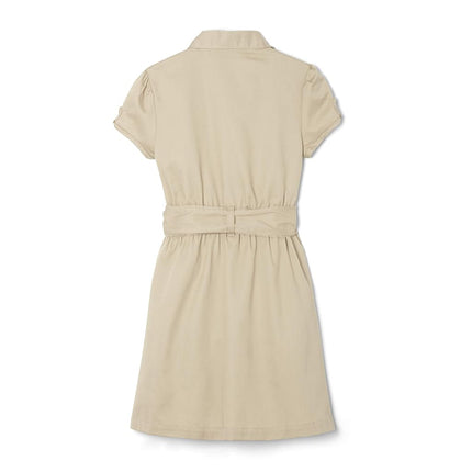 French Toast Girls' Short Sleeve Safari Dress, Khaki Beige, 7