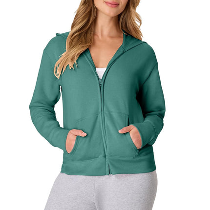 Hanes Hoodie, EcoSmart Fleece Full, Zip-up Hooded Sweatshirt for Women, Spanish Moss, Medium