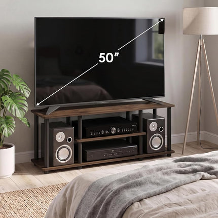 Furinno TURN-N-TUBE 3-Tier Tool-Free TV Stand, Columbia Walnut