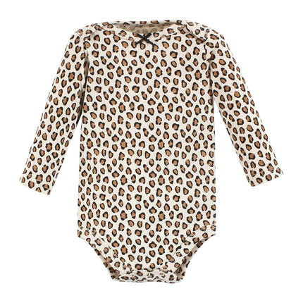 Hudson Baby Baby Girls Cotton Long-sleeve Bodysuits 3-pack, Cinnamon Pink Prints, 0-3 Months