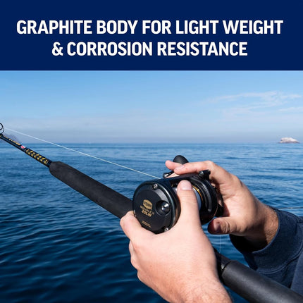 PENN Squall II Level Wind, Fishing Reel, Conventional Reels, Sea - Nearshore/Lake Fishing, Saltwater Boat or Kayak Fishing,Unisex, Black Gold, 30 | Right Hand