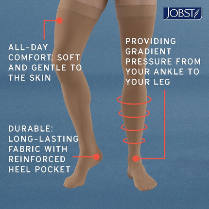 JOBST Relief Knee High 15-20 mmHg Compression Stockings, Open Toe, Large, Beige