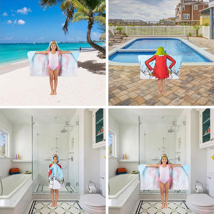 Toalla con capucha de felpa suave de algodón de 24 x 50 pulgadas de El Grinch por Dr. Seuss para baño, piscina o playa, de Franco