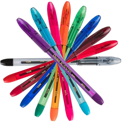 Pentel R.S.V.P. Colors Ballpoint Pen, Medium, Assorted Ink, Pack of 5 (BK91CRBP5M)