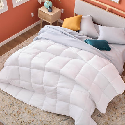 Linenspa Comforter Duvet Insert Oversized Queen White Down Alternative All Season Microfiber-Oversized Queen Size - Box Stitched