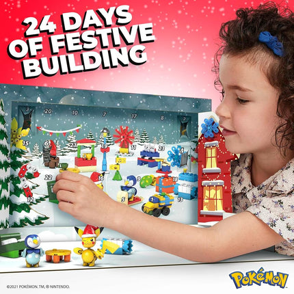 MEGA Pokémon Building Toys Set, Holiday Calendar with 202 Pieces, 2 Poseable Characters and Accessories, for Kids, GYG99