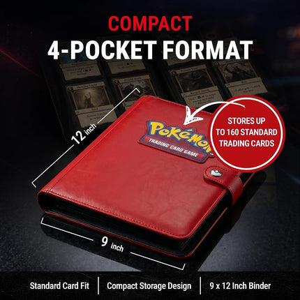 Ultra Pro | Pokemon Premium 4-Pocket Snap Binder - Red | Trading Card Accessory