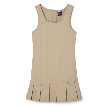 French Toast Girls' Pleated Hem Jumper with Ribbon, Khaki, 6X