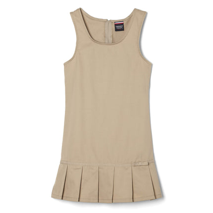 French Toast Girls' Pleated Ribbon Bow Jumper Dress, Khaki, 10