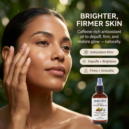 PURA D'OR 3.38 Oz ORGANIC Coffee Bean Oil - 100% Pure USDA Certified Premium Grade Natural Moisturizer, Cold Pressed, Unrefined, Hexane-Free Base Carrier Oil for DIY Skin Care For Men & Women