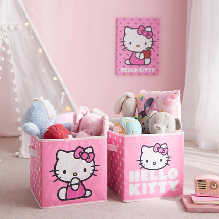Idea Nuova Hello Kitty Set of 2 Durable Storage Cubes with Handles, 10"x10"x10" Cubes