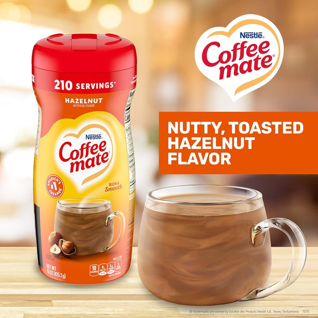 Coffee-mate Coffee Creamer, Hazelnut Canister, 15-Ounce Containers (Pack of 12)