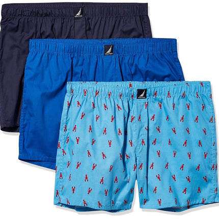 Nautica Men's Cotton Woven 3 Pack Boxer Shorts, Se