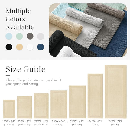 MADISON PARK SIGNATURE Splendor Reversible 100% Cotton Tufted Bathroom Rug-3000 GSM Hotel Quality Luxurious Plush High Pile Bath Mat Absorbent, Quick Dry, Shower Room Décor, 21x34, Natural