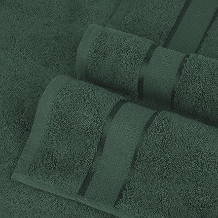 Elegant Comfort Premium Cotton 8-Piece Towel Set, Includes 4 Washcloths, 2 Hand Towels and 2 Bath Towels, 100% Turkish Cotton - Highly Absorbent and Super Soft Towels for Bathroom, Hunter Green