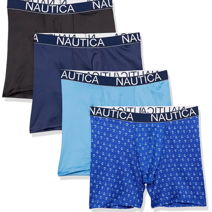 Nautica Men's 4 Pack Micro Boxer Briefs, Black/Pea