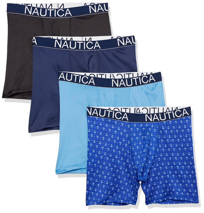 Nautica Men's 4 Pack Micro Boxer Briefs, Black/Pea