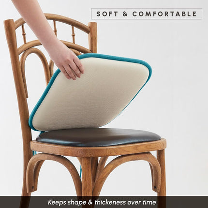 Elegant Comfort 2 Pack Chair Cushion Covers - Skid-Proof Rubber Backing - 16 x 16 Inch - Thick Dining Square Shape Seat Covers - Comfortable Textured Chair Pads with Ties - Honeycomb Pattern, Peacock