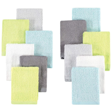 Hudson Baby Unisex Baby Rayon from Bamboo Woven Washcloths 12pk, Gray Mint Lime, One Size