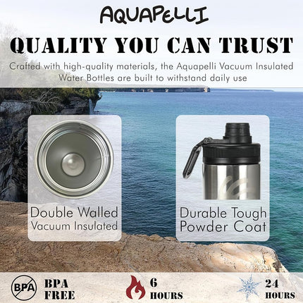 Bouteille d'eau isotherme sous vide Aquapelli, 532 ml, acier inoxydable