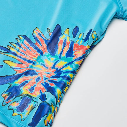 Kanu Surf Girls' Karlie UPF 50+ Sun Protective Rashguard Swim Shirt, Camille Aqua, 14-16