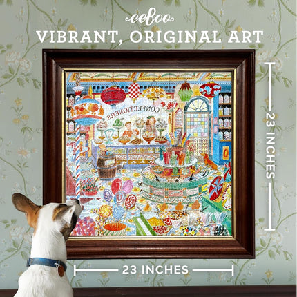 eeBoo 1000 Piece Puzzle -Sweet Shoppe Puzzle for Adults, Square 23" x 23" Made with Recycled Board & Vegetable-Based Ink
