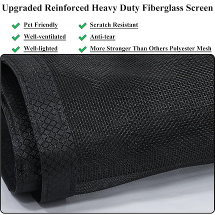 Mpmedo Magnetic Screen Door Upgraded-Model Full Strip Magnets,Reinforced Heavy Duty Fiberglass Mesh Sliding Door,Full Frame Seal Retractable French Closure for Patio Black Fit Door Size to 72''x 80''