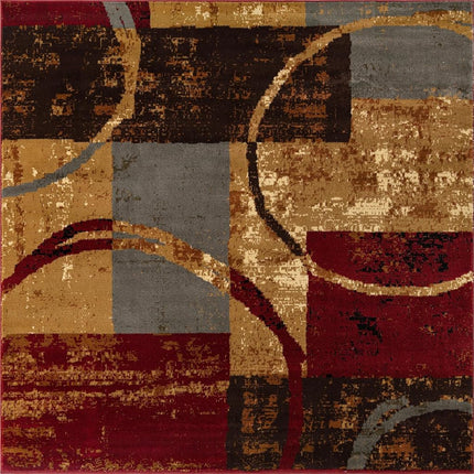 Unique Loom Barista Collection Area Rug - Kouillou (5' 4" Square, Multi/Brown)