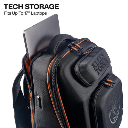 Klein Tools 62809MB MODBox Hard Shell Backpack with Protective Front Shell, 40 Pockets, Laptop Sleeve USB-C Port, MODBox Compatible, Heavy Duty