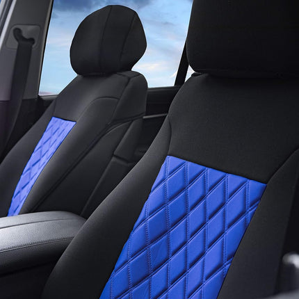 FH Group Front Set Neosupreme Car Seat Cover for Low Back Seats with Removable Headrest, Universal Fit, Airbag Compatible, Seat Cover for SUV, Blue/Black