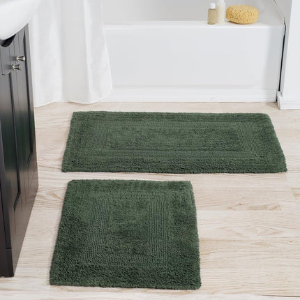 Bedford Home 100 Percent Cotton 2 Piece Reversible Rug Set - Green