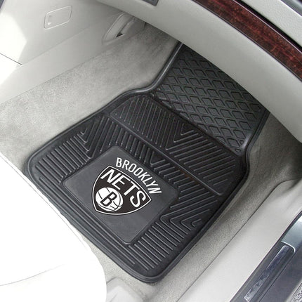 FANMATS 9342 NBA-New Jersey Nets Vinyl Universal Heavy Duty Fan Floor Mat Black, 18"x27"