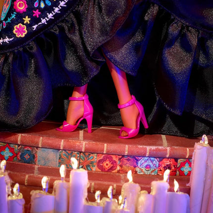 Barbie Signature Doll, 2024 D�a De Muertos Collectible in Black Dress with Blue Ruffle Top, Embroidered Print, and Colorful Accessories, HRM72