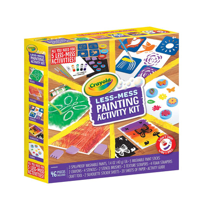 CRAYOLA Kit de actividades de pintura menos desordenada, pinturas y materiales de pintura lavables para niños, juego de arte para niños, 47 piezas, regalo