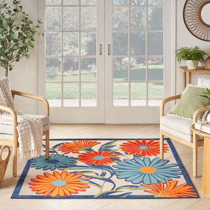 Tapis Nourison Multicolor 1,5 x 1,5 m, facile à nettoyer, ne perd pas ses poils, pour chambre, salon, salle à manger, cuisine (1,5 x 1,5 m)