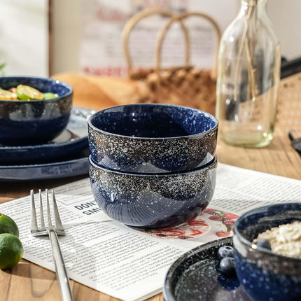 S&Q'S Ceramics Ceramic Small Bowls for Kitchen, Set of 6, 10 oz Ice Cream Bowls, Small Bowl Set for Dipping, Breakfast, Oatmeal, Microwave and Dishwasher Safe (Navy Blue), (TSW)