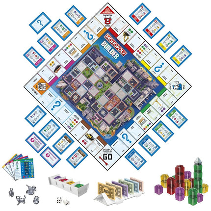 Monopoly Builder Board Game, Board Games for Kids and Adults, Strategy Games, Family Board Games, for Kids 8 and Up, 2-4 Players