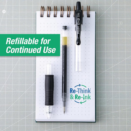 Pilot G2 Retractable Premium Gel Ink Roller Ball Pens, Extra Fine Point, Black, Box of 12 -31002