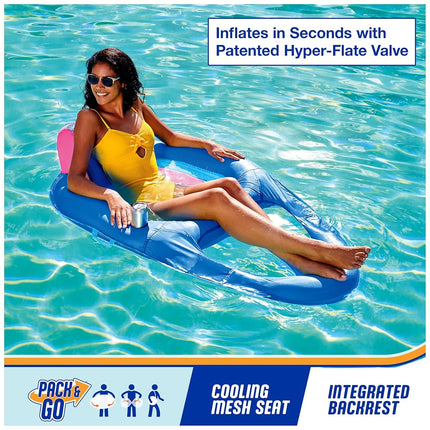 Tumbona de piscina reclinable SwimWays Spring Float Premium, flotadores de piscina inflables para adultos con inflado rápido para mayores de 15 años