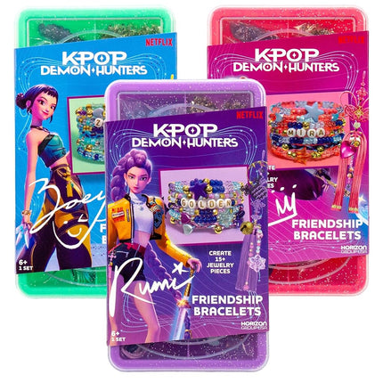 Kpop Demon Hunters™ Friendship Bracelet Kit, 3-Pack, Rumi, Mira & Zoey Bracelet Making Kits, Beads for Jewelry Making, Kpop Charms & Travel-Friendly Bead Case, Official K Pop Demon Hunters Merch