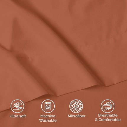 Elegant Comfort Luxury Soft 6-Piece 1500 Premium Hotel Quality Bed Sheet Set with Extra Deep Pockets 18-24 Inch, Wrinkle Free, Storage Pockets, Extra Deep Pocket 6PC Sheets, Full, Coral