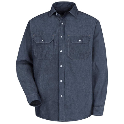 Red Kap Men's Western Deluxe Denim Shirt, Long Sleeve, M Tall