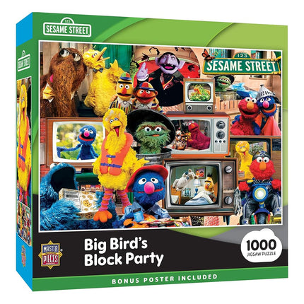 MasterPieces Sesame Street Le Bloc Fête de Big Bird Puzzle de 1000 pièces pour adultes - Puzzle dessin animé 48,9 cm x 67,9 cm