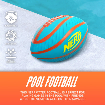 NERF Pool + Beach Water Football - Tidal Toss Pool Football for Water Games - Perfect Pool Toy for Kids - Extra Grip Waterproof Football with Inflation Pump