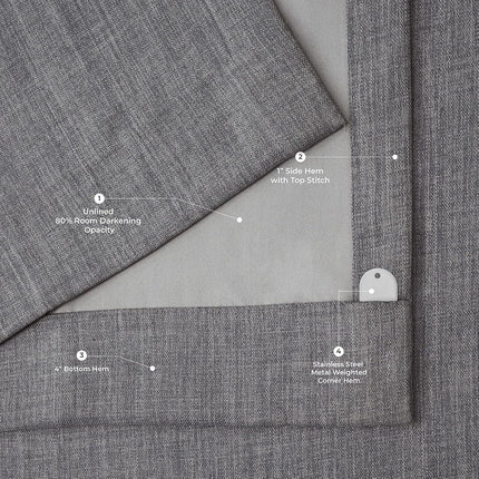 HPD Half Price Drapes Faux Linen Room Darkening Curtains - 96 Inches Long Luxury Linen Curtains for Bedroom & Living Room (1 Panel), 50W X 96L, Blazer Grey