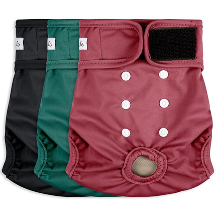 Grecle 3 Pack Female Dog Diapers - Reusable Diaper