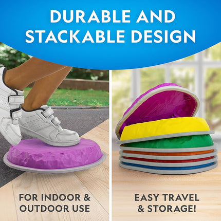 National Geographic Stepping Stones for Kids – Durable Non-Slip Balance Stones Encourage Toddler Gross Motor Skills, Indoor & Outdoor Toys, Obstacle Course (Set of 10)