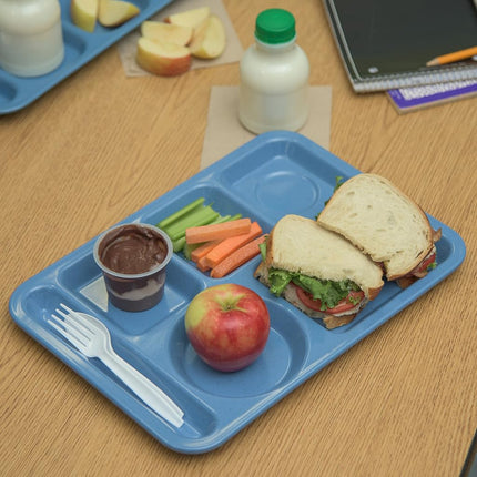 Carlisle 4398192 Left-Hand Heavy Weight 6-Compartment Cafeteria/Fast Food Tray, 10" x 14", Sandshade