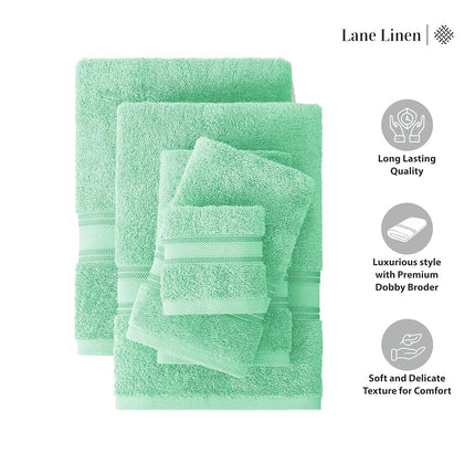 LANE LINEN Luxury Bath Towels Set - 3 Piece Set, 100% Cotton Bathroom Towels, Zero Twist, Quick Shower Towels, Absorbent Bath Towel, Super Soft, 1 Bath Towel, 1 Hand Towel, 1 Wash Cloths - Aqua Sky